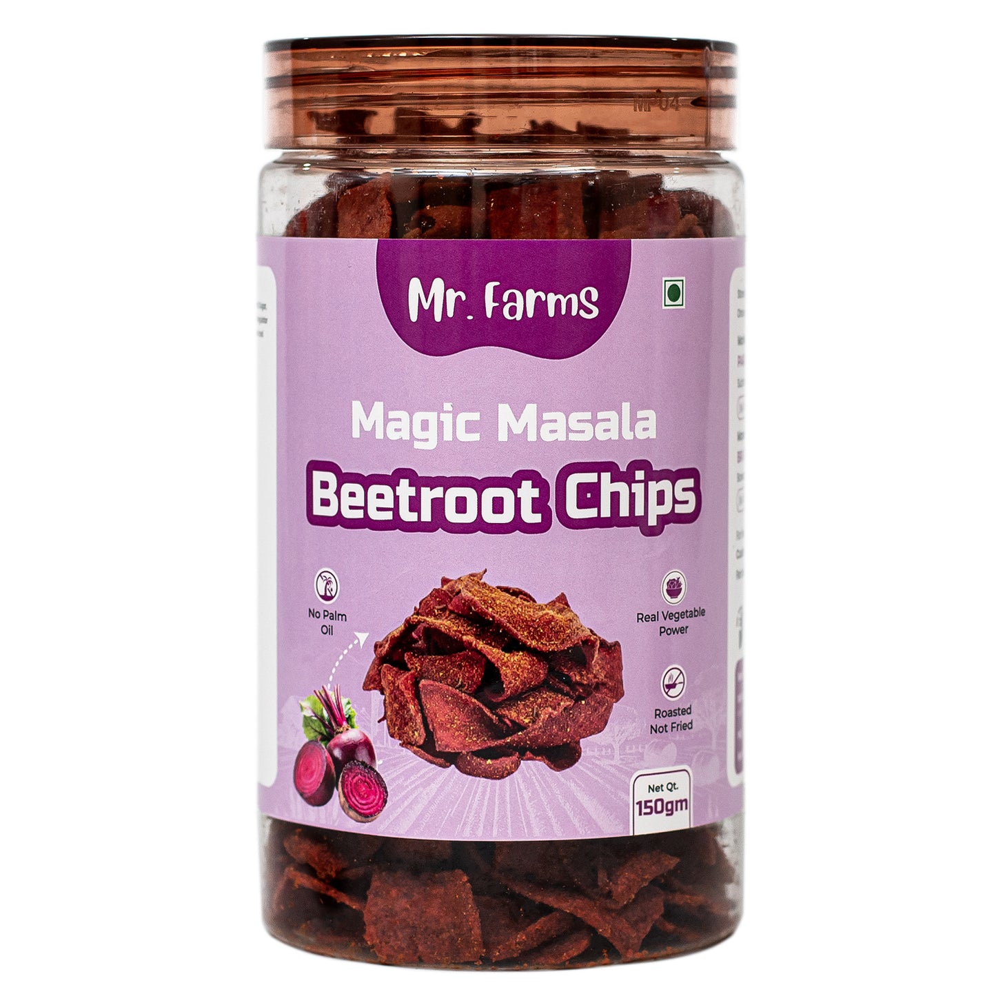 Mr. Farms Magic Masala Beetroot Chips 150g | Healthy Vegetable Snack | Roasted, Not Fried | No Palm Oil