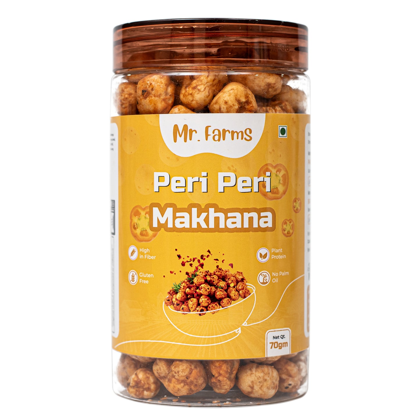 Mr Farms Peri Peri Makhana | Spicy Roasted Fox Nuts | Healthy Crunchy Snack | Gluten Free & Protein Rich | Perfect Tea Time & Travel Snack
