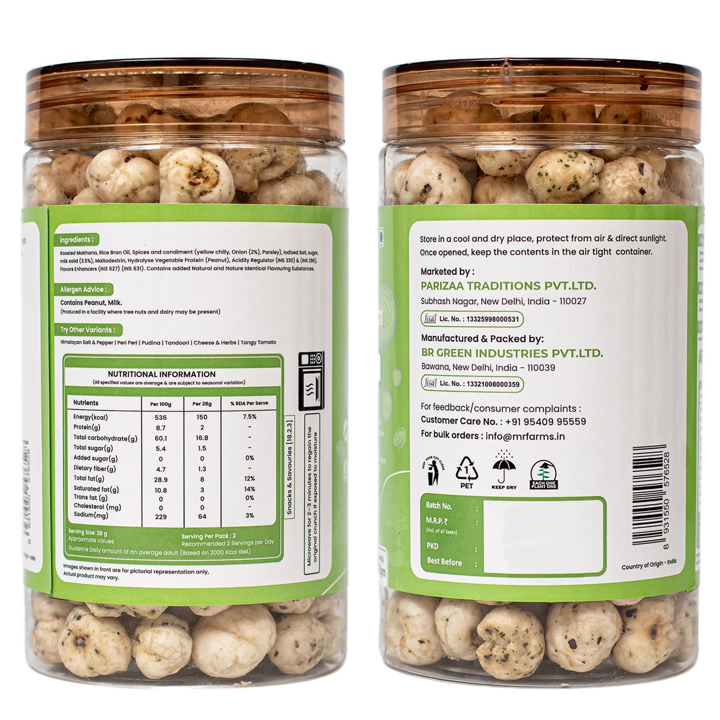 Mr. Farms Cream and Onion Makhana 70g | Healthy Roasted Foxnuts | High Fiber Snack | Gluten Free | No Palm Oil