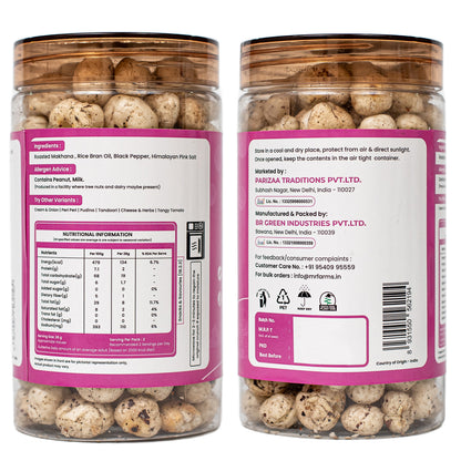 Mr. Farms Himalayan Salt & Pepper Makhana 70g | Roasted Foxnuts | Healthy Snack | Gluten Free | High Fiber | Plant Protein | Low Calorie | No Palm Oil | Crunchy Lotus Seeds
