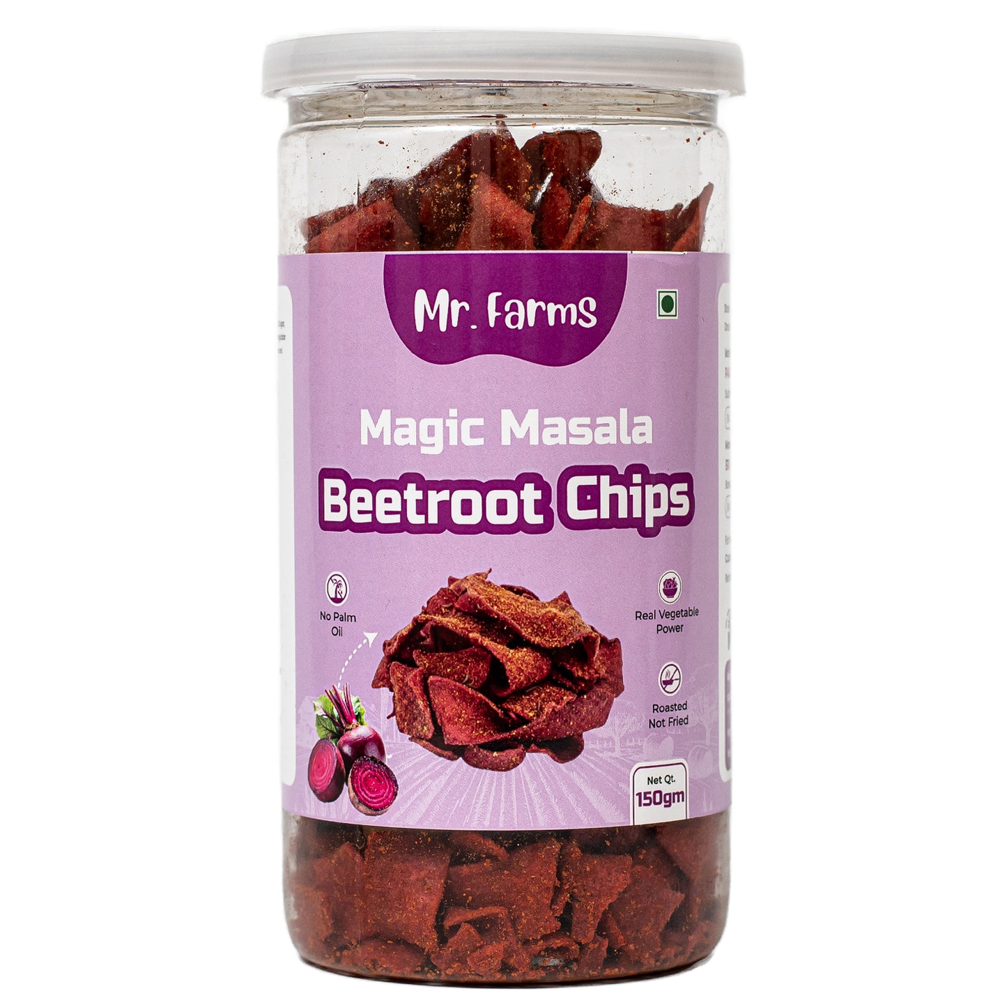 Mr. Farms Magic Masala Beetroot Chips 150g | Healthy Vegetable Snack | Roasted, Not Fried | No Palm Oil