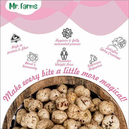 Mr. Farms Himalayan Salt & Pepper Makhana 70g | Roasted Foxnuts | Healthy Snack | Gluten Free | High Fiber | Plant Protein | Low Calorie | No Palm Oil | Crunchy Lotus Seeds