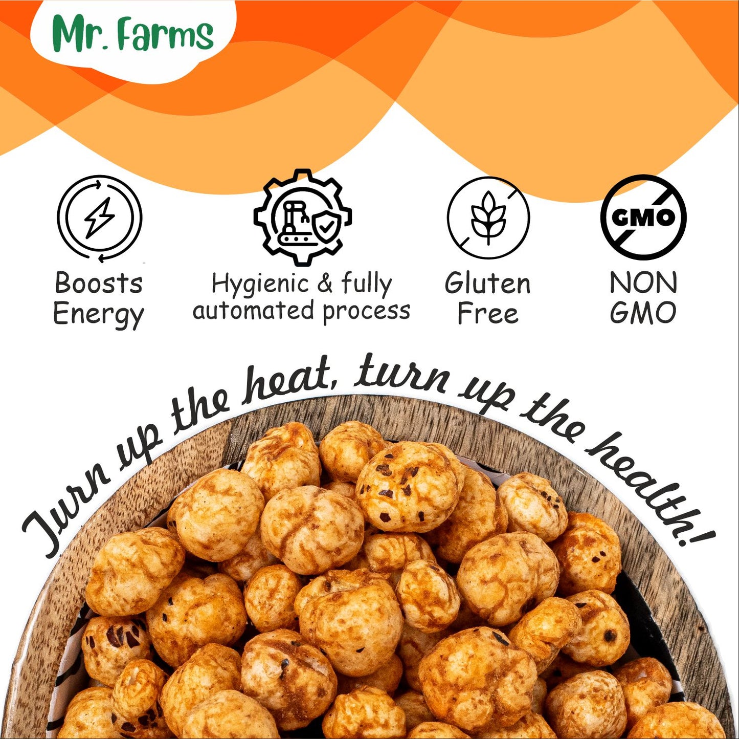 Mr Farms Peri Peri Makhana | Spicy Roasted Fox Nuts | Healthy Crunchy Snack | Gluten Free & Protein Rich | Perfect Tea Time & Travel Snack
