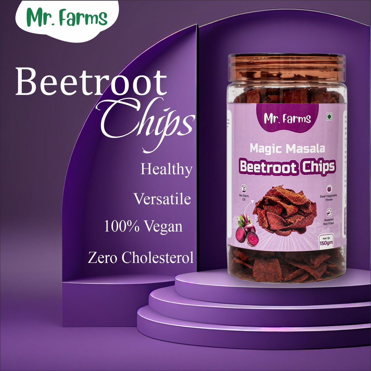 Mr. Farms Magic Masala Beetroot Chips 150g | Healthy Vegetable Snack | Roasted, Not Fried | No Palm Oil