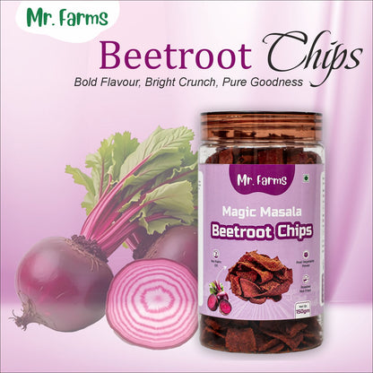 Mr. Farms Magic Masala Beetroot Chips 150g | Healthy Vegetable Snack | Roasted, Not Fried | No Palm Oil