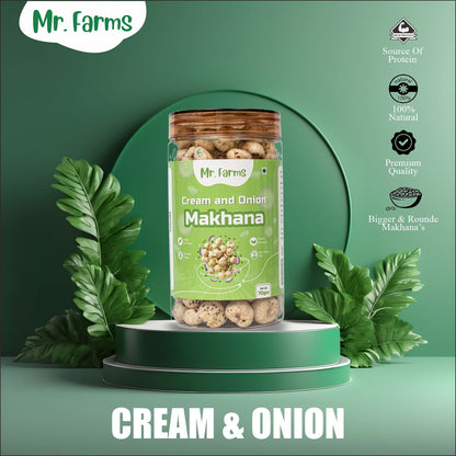 Mr. Farms Cream and Onion Makhana 70g | Healthy Roasted Foxnuts | High Fiber Snack | Gluten Free | No Palm Oil